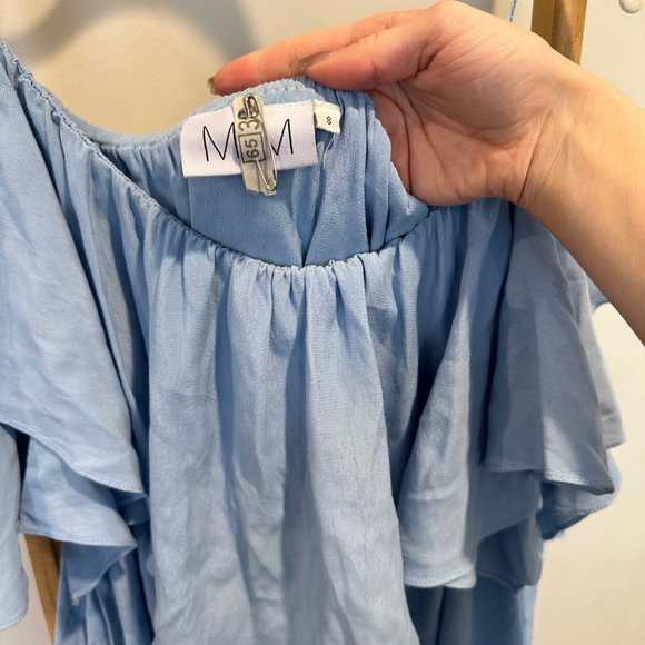 MLM | Blue Off the Shoulder Flowy Dress | Size: Small - Picture 6 of 9